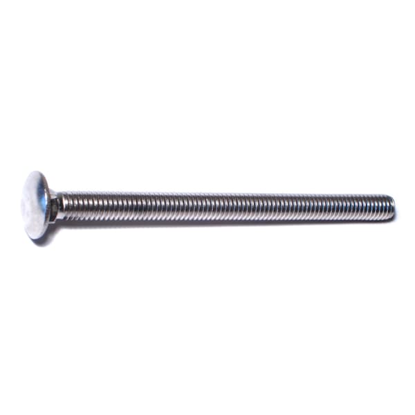 Carriage Bolt, Square Neck, 18 (Coarse), 4-1/2 in L, 18-8 Stainless Steel, 5 PK